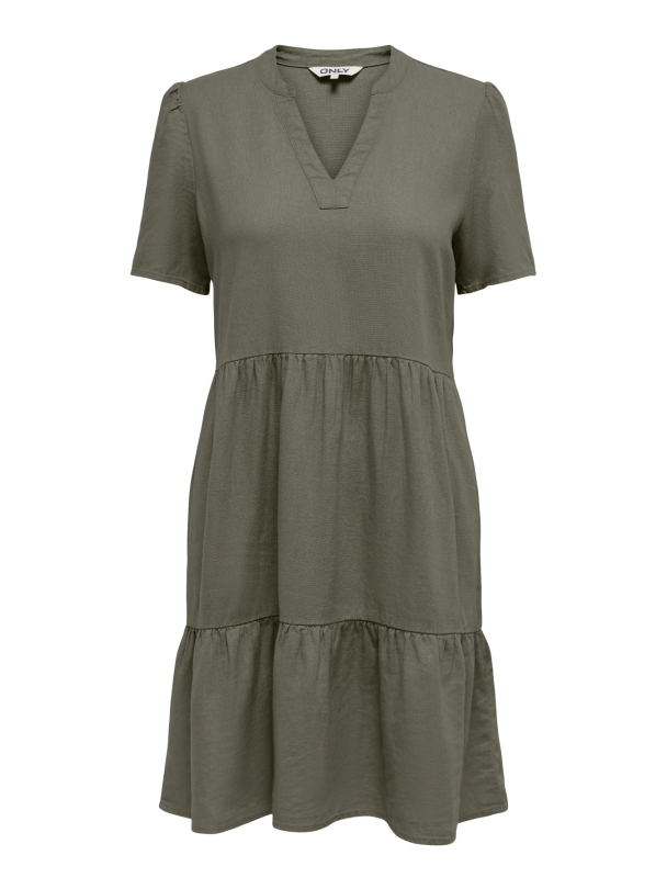 ONLTIRI-GOA SS V-NEC LIN BL DRESS CC PNT - Image 1