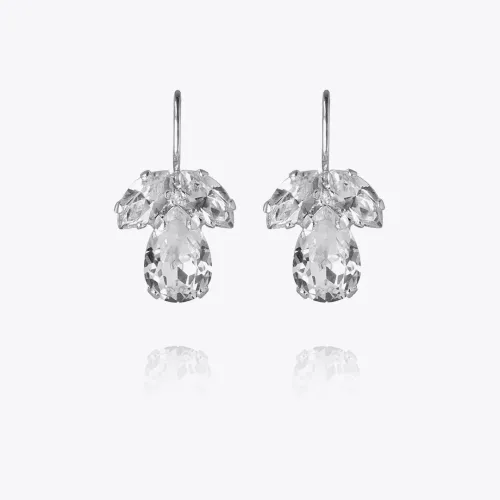 Petite Timo  Earrings -  Rhodium/Crystal 