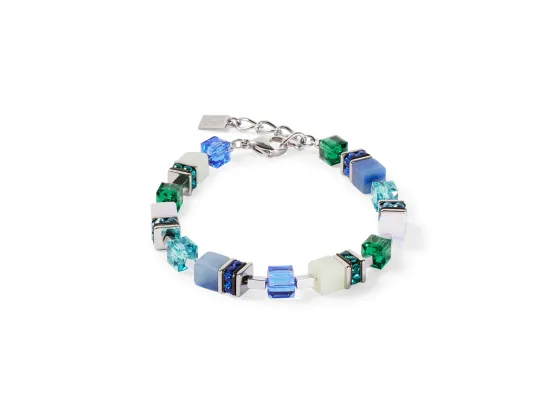 GEOCUBE Bracelet Precious Statement Silver & Ocean