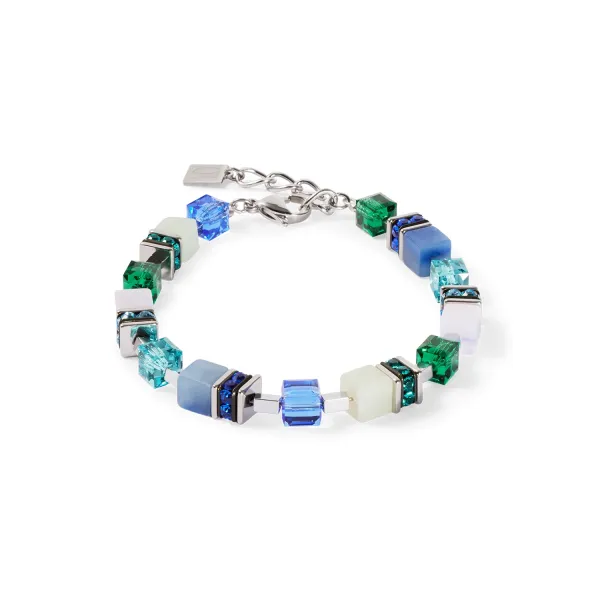 GEOCUBE Bracelet Precious Statement Silver & Ocean