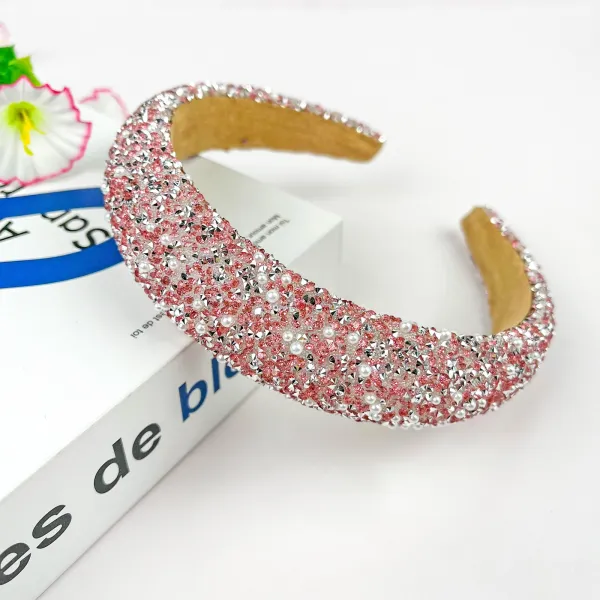 H&aring;rb&oslash;yle - Rhinestones & Pearls, Rosa