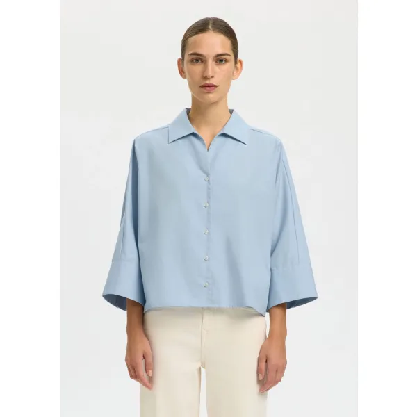 Ester Oversize 3/4 Shirt - Cashmere Blue 