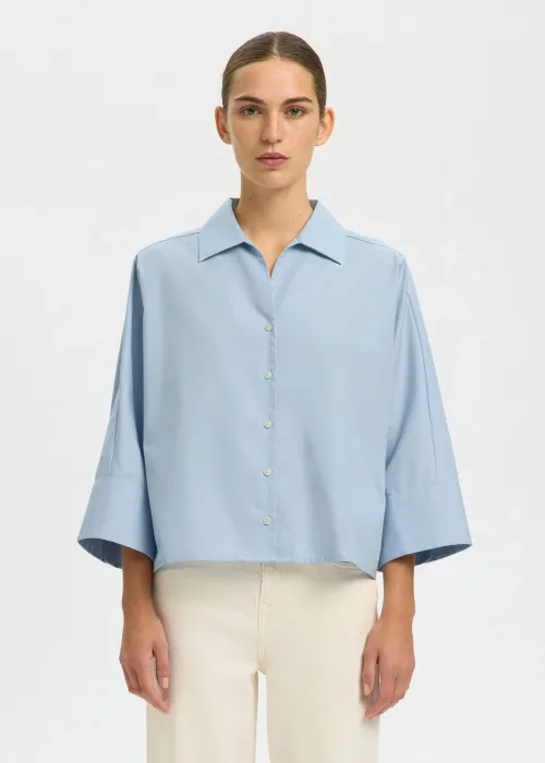 Ester Oversize 3/4 Shirt - Cashmere Blue 