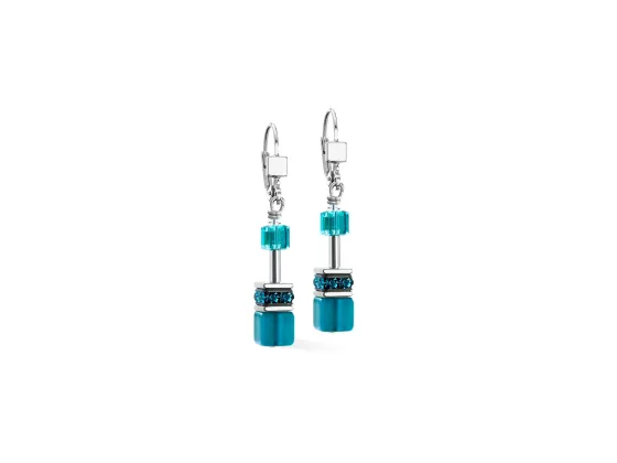 GEOCUBE Earrings Iconic Teal Silver