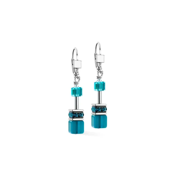 GEOCUBE Earrings Iconic Teal Silver