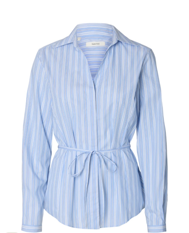 Helga Regular Tie Shirt - Cashmere Blue Stripe  - Image 2