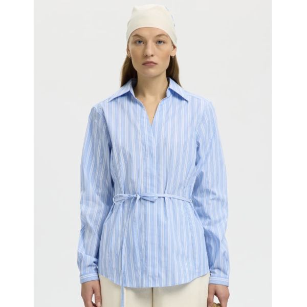 Helga Regular Tie Shirt - Cashmere Blue Stripe 