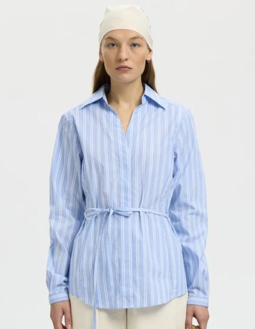 Helga Regular Tie Shirt - Cashmere Blue Stripe 