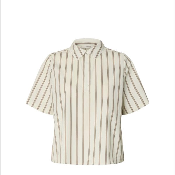 Gina Relaxed Crochet Edge Polo - Etherea Stripe 