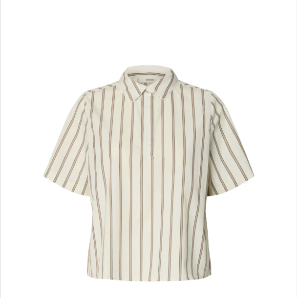 Gina Relaxed Crochet Edge Polo - Etherea Stripe 