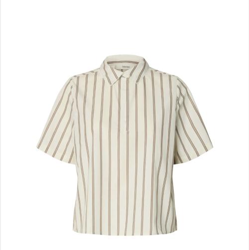 Gina Relaxed Crochet Edge Polo - Etherea Stripe 