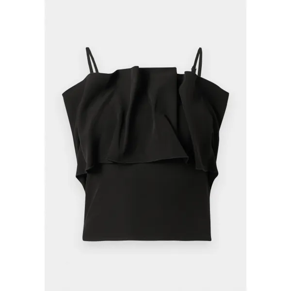 Vinelle Pleated Bandeau Top - Black 