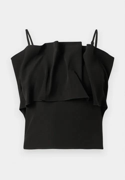 Vinelle Pleated Bandeau Top - Black 