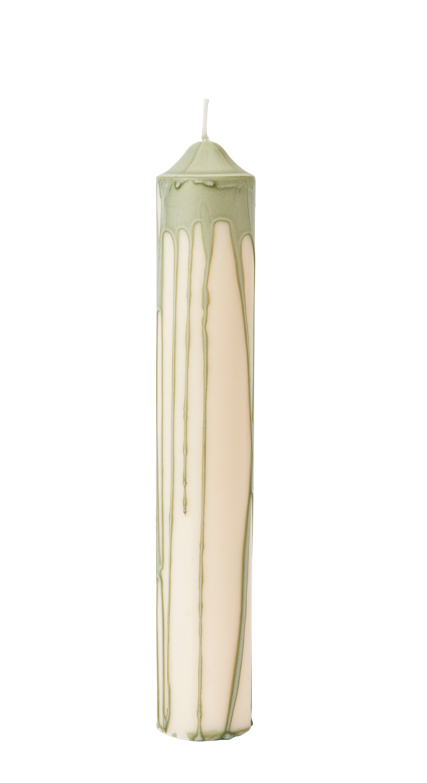 Dryp Pillar Candle Large - Te grønn - Image 1