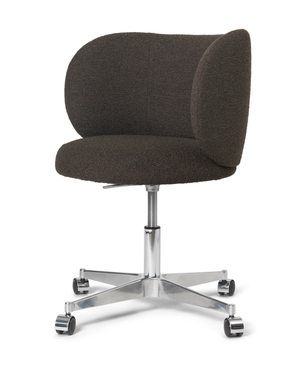 Rico Spisestol m/ hjul - Myk Bouclé Mørke brun - Image 4