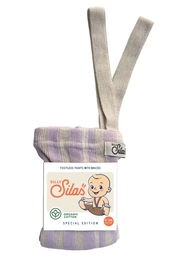 Footless Tights Special - Lavender X Cream Striped - Image 1
