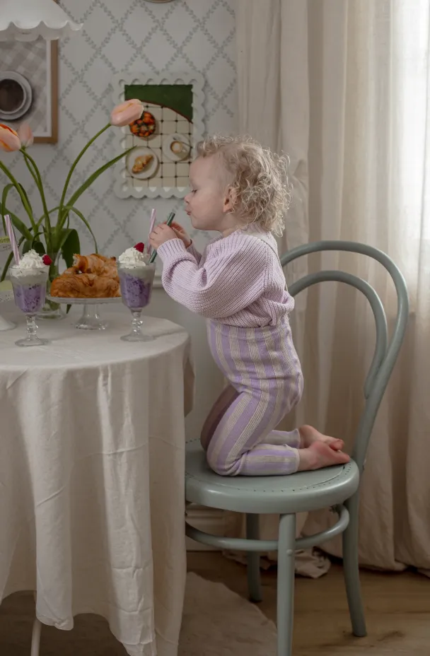 Footless Tights Special - Lavender X Cream Striped - Image 2