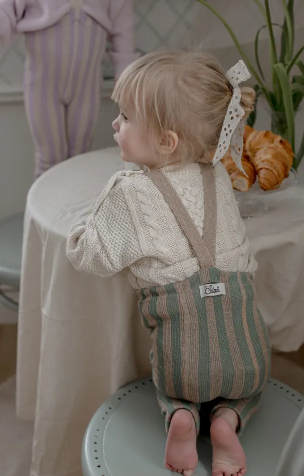 Footless Tights Special - Matcha X Peanut Striped - Image 2