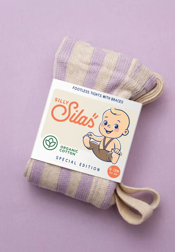 Footless Tights Special - Lavender X Cream Striped - Image 3