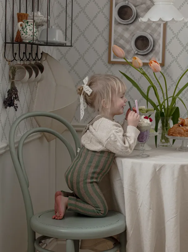 Footless Tights Special - Matcha X Peanut Striped - Image 4