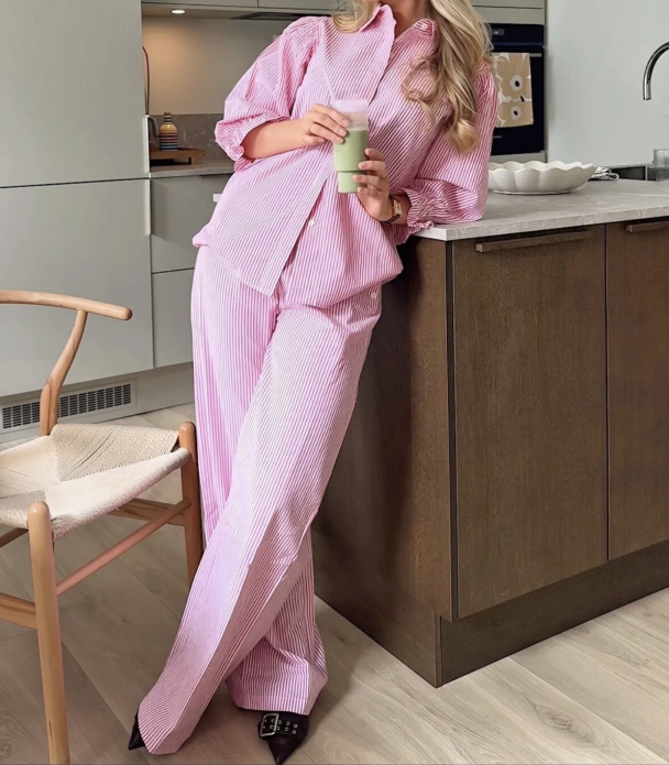 Sienna Pant - Pink Seersucker - Image 1