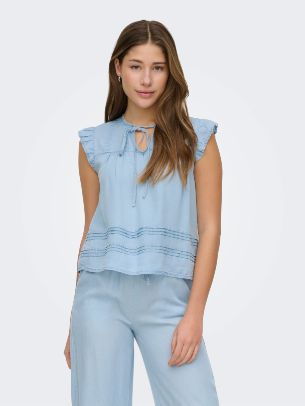 ONLCHARIS LIFE SL TIE NECK TOP WVN CC - Image 4