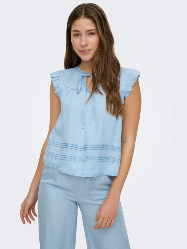 ONLCHARIS LIFE SL TIE NECK TOP WVN CC - Image 5