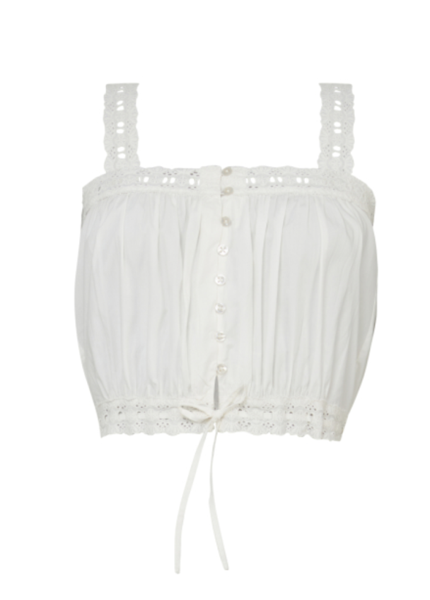 Poplin Strap Top - White  - Image 3