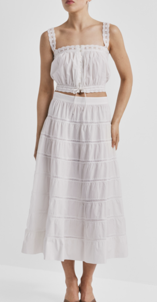 Poplin Strap Top - White  - Image 5