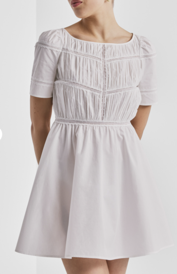 Poplin Decorated Dress - White  - Image 2