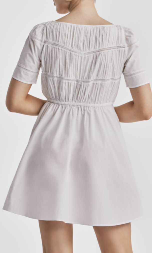 Poplin Decorated Dress - White  - Image 3