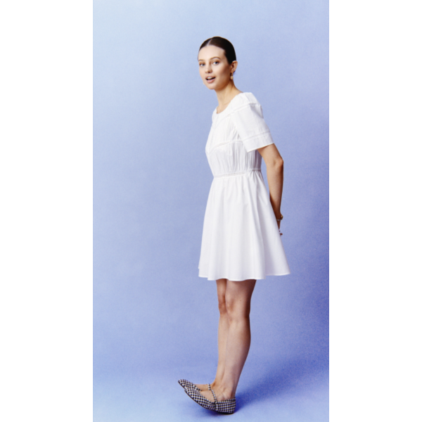 Poplin Decorated Dress - White 