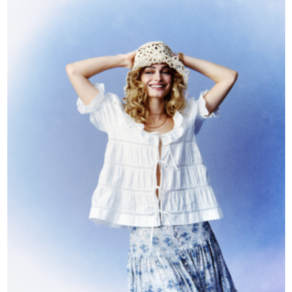 Poplin Bow Blouse - White 