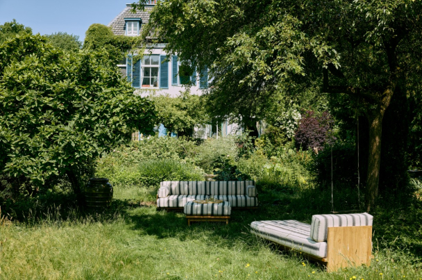 Utesofa Outdoor Teak krittstripe - Image 5