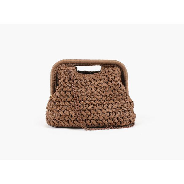 Emma Straw Clutch - Brun