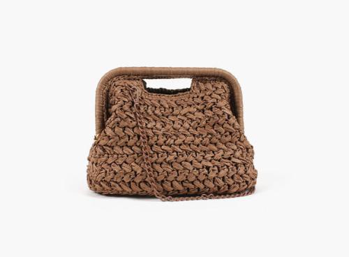 Emma Straw Clutch - Brun