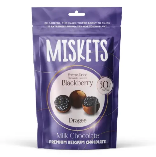 MISKETS MILK CHOCOLATE COVERED FREEZE DRIED BLACKBERRY 80g