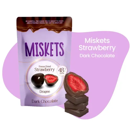 MISKETS DARK CHOCOLATE COVERED FREEZE-DRIED STRAWBERRY 80g