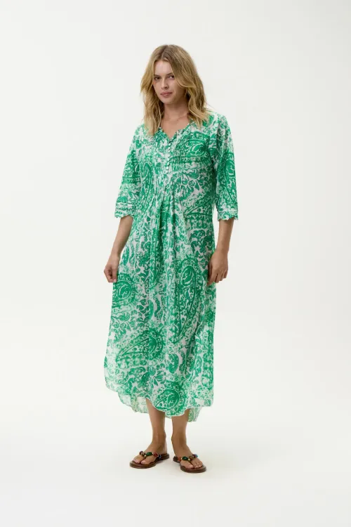 Long Poppy Dress Esperance Green fra OneSeason