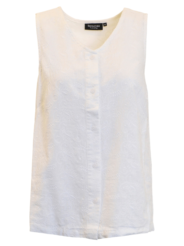 Singlet Lin m/broderier 220330 Hvit - Image 1