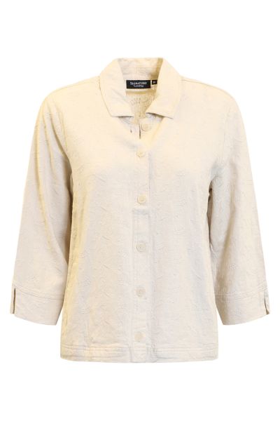 Skjorte Lin m/broderier 220327 Sand