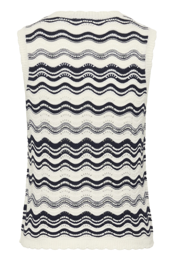 KAanna Strikker Vest Blå/hvit - Image 3