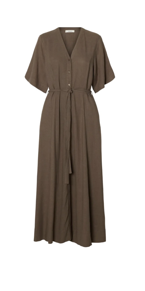 Viva Regular Linen Blend Dress - Chocolate Chip - Image 1