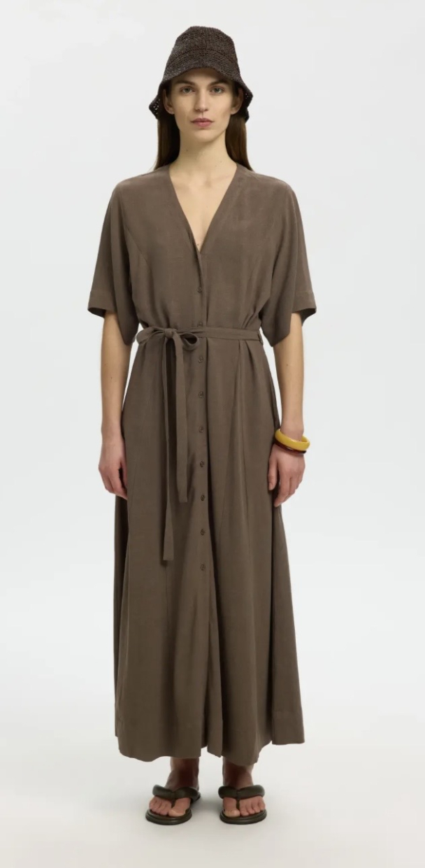 Viva Regular Linen Blend Dress - Chocolate Chip - Image 2