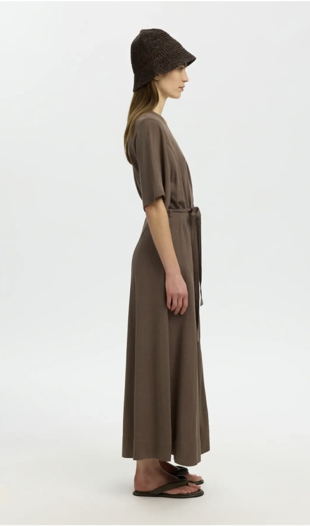 Viva Regular Linen Blend Dress - Chocolate Chip - Image 3