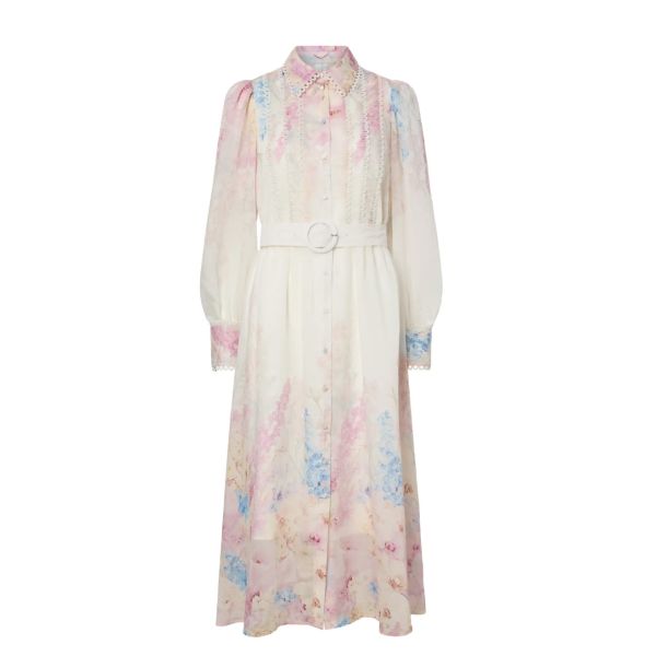 Florence Long Dress - Pristine/Flower 