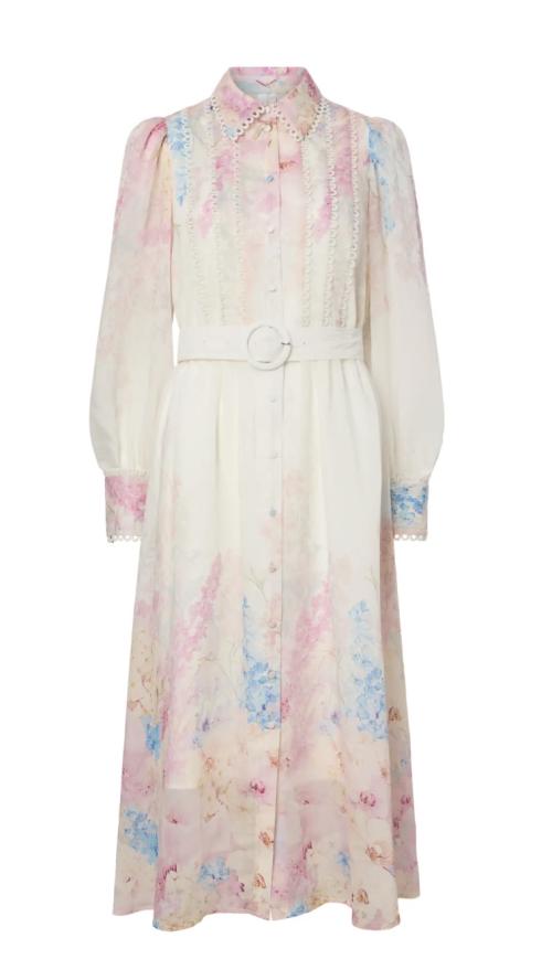 Florence Long Dress - Pristine/Flower 