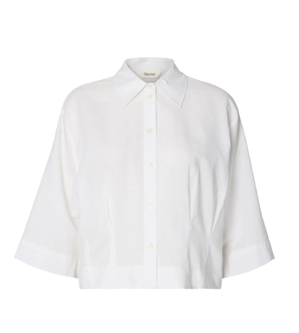 Cleo Regular 3/4 Cropped Shirt - Bright White  - Image 2
