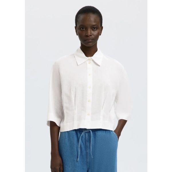 Cleo Regular 3/4 Cropped Shirt - Bright White 