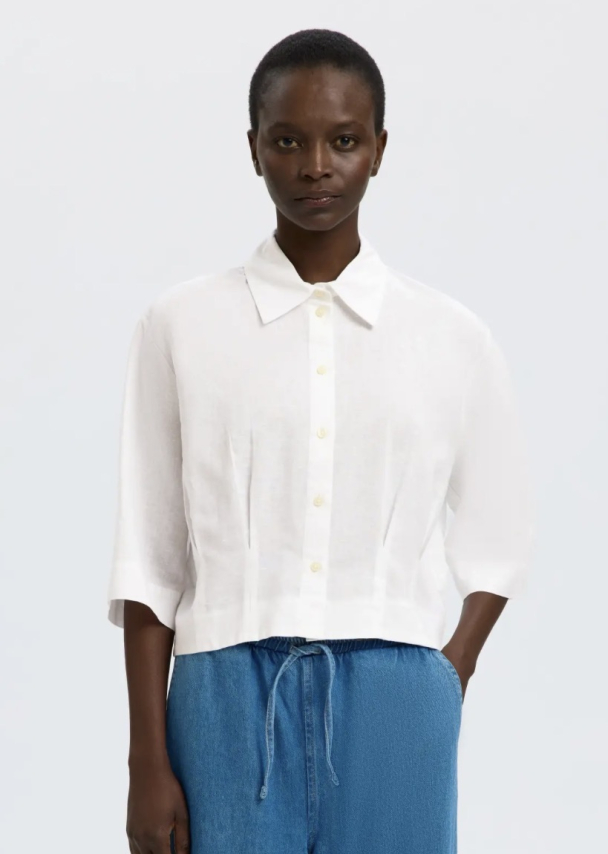 Cleo Regular 3/4 Cropped Shirt - Bright White  - Image 1